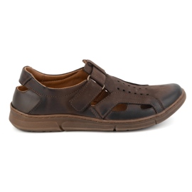 Olivier Scarpe da uomo in pelle, ariose, slip-on con velcro, 312KZ, marrone scuro
