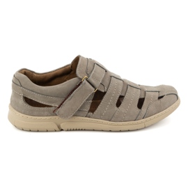 KOMODO Scarpe da uomo, in pelle, scarpe ariose con velcro 931K, oliva verde