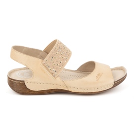 Olivier Sandali da donna in pelle Polish, sottopiede morbido 0546, beige marrone