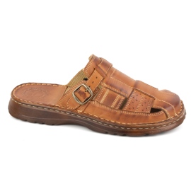 Olivier Infradito classiche da uomo in pelle 0036 marrone