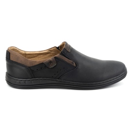 Polbut Scarpe slip-on da uomo in pelle 401 Nero
