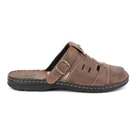 Olivier Infradito classiche da uomo in pelle con cinturino al tallone 0045 marrone