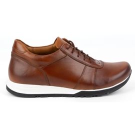 Olivier Scarpe aumentanti da uomo in pelle stringate Sport Style 408KZ + 3 cm marrone