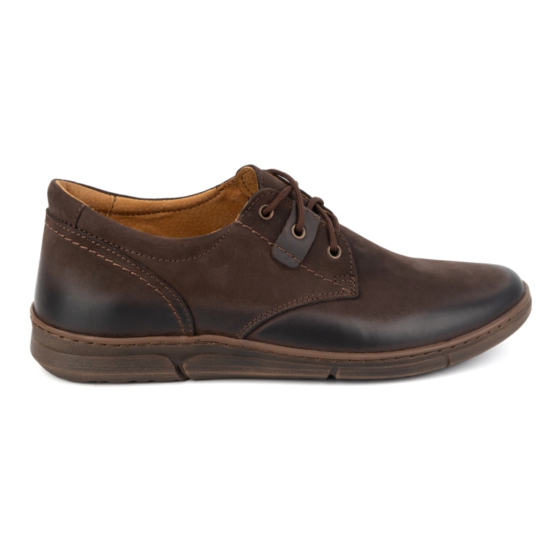 Olivier Scarpe aumentanti da uomo Casual stringate in pelle 237KZ + 2,5 cm Marrone
