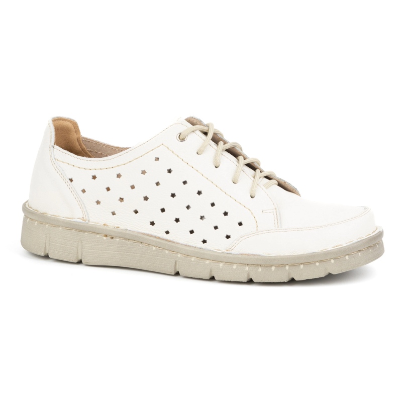Kampol Scarpe da donna in pelle traforata 403/19 ecru multicolore