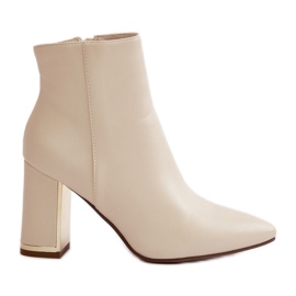Stivali da Donna con Tacco Alto, Chiusura con Cerniera, Calda, Eco Pelle, Mevair Beige Chiaro