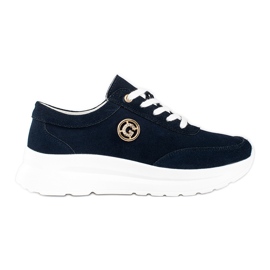 Goodin Sneakers in pelle blu navy sulla piattaforma