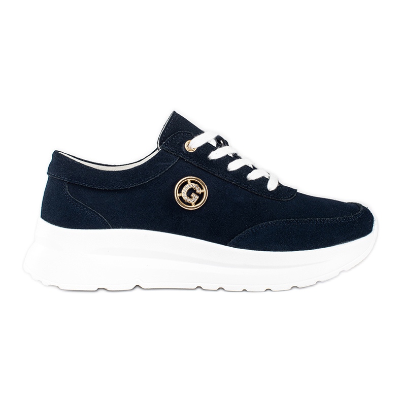 Goodin Sneakers in pelle blu navy sulla piattaforma