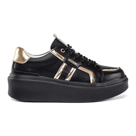 Sneakers platform in pelle nera nero