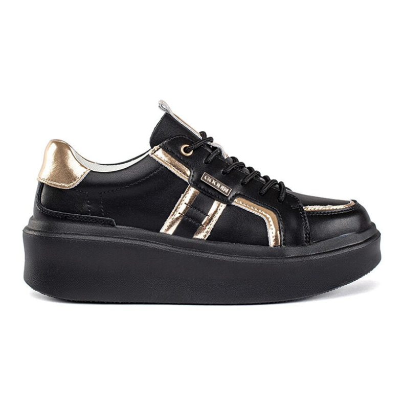 Sneakers platform in pelle nera nero