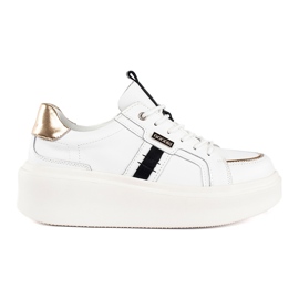 Sneakers in pelle bianca con plateau