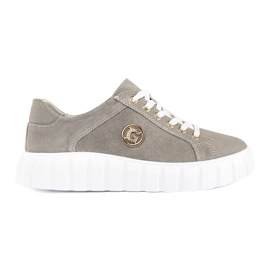 Scarpe platform grigie realizzate in pelle scamosciata grigio