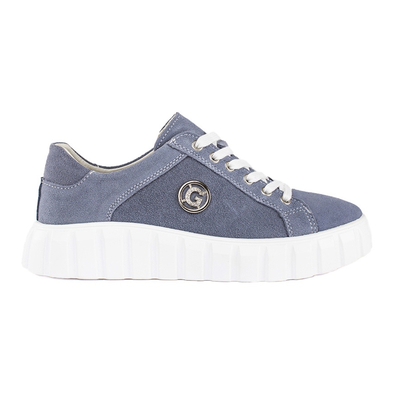 Scarpe blu con zeppa realizzate in pelle scamosciata