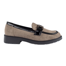 Mocassini da donna in camoscio con fibbia beige