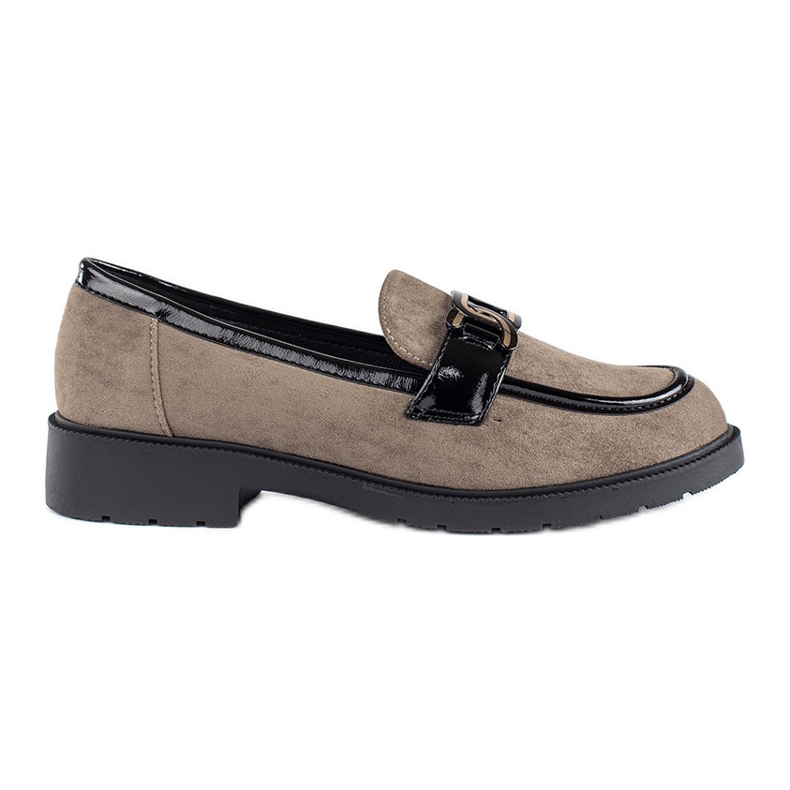 Mocassini da donna in camoscio con fibbia beige