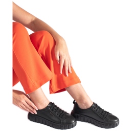 Scarpe con plateau in pelle nera nero
