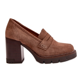 Scarpe con Tacco Alto da Donna in Eco Camoscio Marrone Vinceza 58105