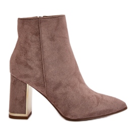 Stivaletti da donna con tacco alto, chiusura con cerniera, ecopelle scamosciata isolante, Mevair beige