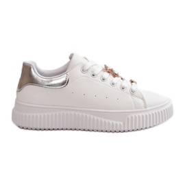 Sneakers basse in eco pelle con spille Cillione bianche e argento bianco