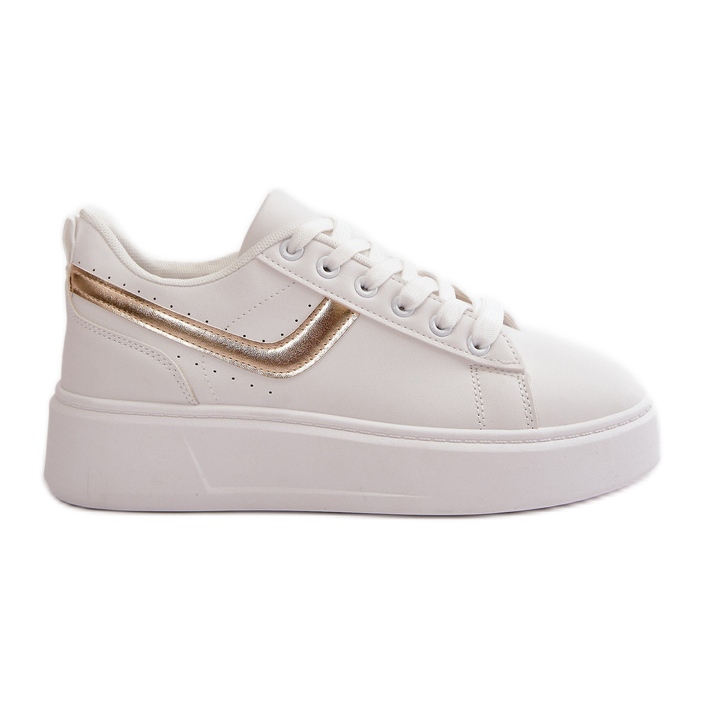 Sneakers Platform da Donna Realizzate in Eco Pelle, Brennessa Bianca e Oro