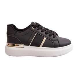 Sneakers da donna alla moda con plateau, realizzate in ecopelle, Nevisase nera nero