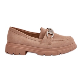 Mocassini Da Donna In Eco Camoscio Con Decorazione, Beige Glicine