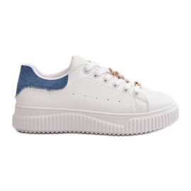 Sneakers basse in ecopelle con spille Cillione bianche e blu bianco