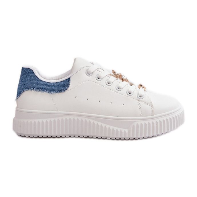 Sneakers basse in ecopelle con spille Cillione bianche e blu bianca
