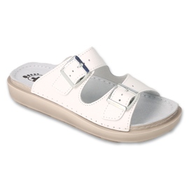 Ciabatte da donna in pu Befado 179D001 bianco, sottopiede in pelle