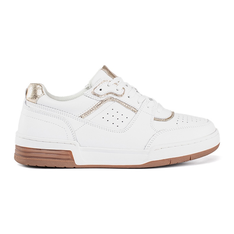 Sneakers con plateau bianche e dorate bianca