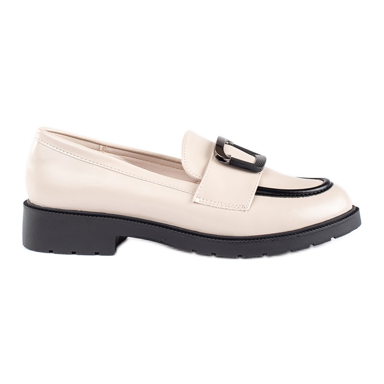Goodin Mocassini da donna beige e neri con fibbia