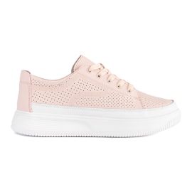 Sneakers in pelle rosa traforata di Sergio Leone