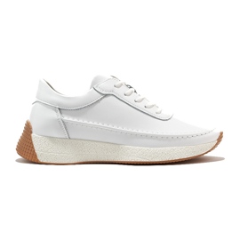 Sergio Leone Scarpe sportive da donna bianche in pelle traforata bianca