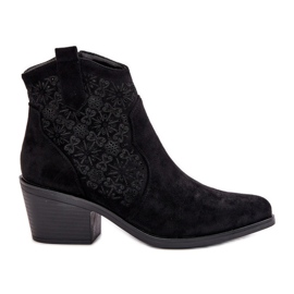 Stivali da cowboy traforati con cerniera in ecopelle scamosciata nera S.Barski HY42-944 nero
