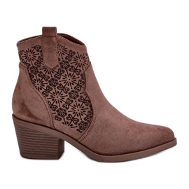 Stivali da cowboy traforati con cerniera Eco scamosciata marrone S.Barski HY42-944