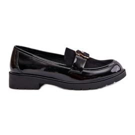 Mocassini da donna in pelle verniciata con orsetto nero S.Barski HY42-339A