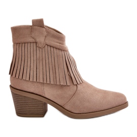 Stivali Cowboy Da Donna Con Cerniera Eco Camoscio Beige S.Barski HY42-127