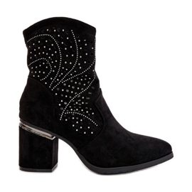 Stivaletti da Donna Traforati Decorati in Eco Camoscio Nero S.Barski HY42-029