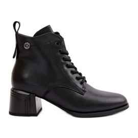 Stivali Stringati da Donna con Tacco Alto, Calda Pelle Naturale, Vinceza Nero 91110