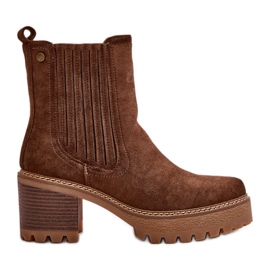 Stivali con Tacco Alto da Donna Realizzati in Eco Pelle Scamosciata, Caldo Nevitas Marrone Scuro