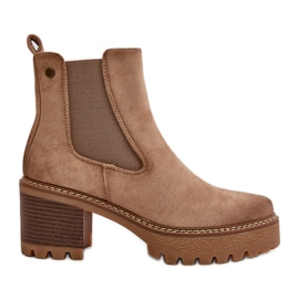 Stivali Isolanti Da Donna Con Tacco Alto In Eco Camoscio Beige Irissinae