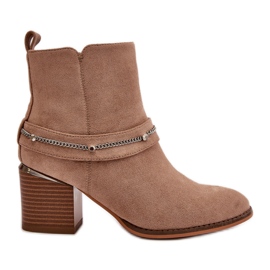 Stivali Da Donna Isolanti Con Tacco Alto Con Catena In Eco Camoscio Beige Hanalen