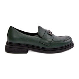 Zazoo 20174 Scarpe eleganti in pelle con tacco piatto da donna, Verde scuro