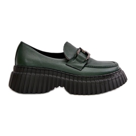 Zazoo 20176 Scarpe Mocassini da Donna, Pelle Naturale, Verde Scuro
