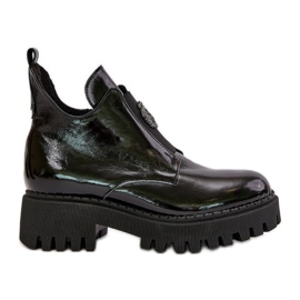 Zazoo 60451 Stivaletti da donna in pelle con decorazione, vernice nera nero