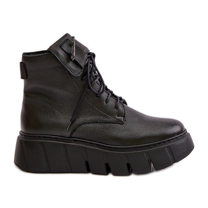 Zazoo 60511 Stivali in pelle da donna sulla piattaforma riscaldata, neri nero