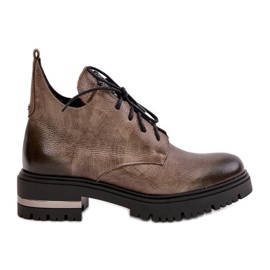 Zazoo 60309 Stivali bassi in pelle da donna Beige scuro