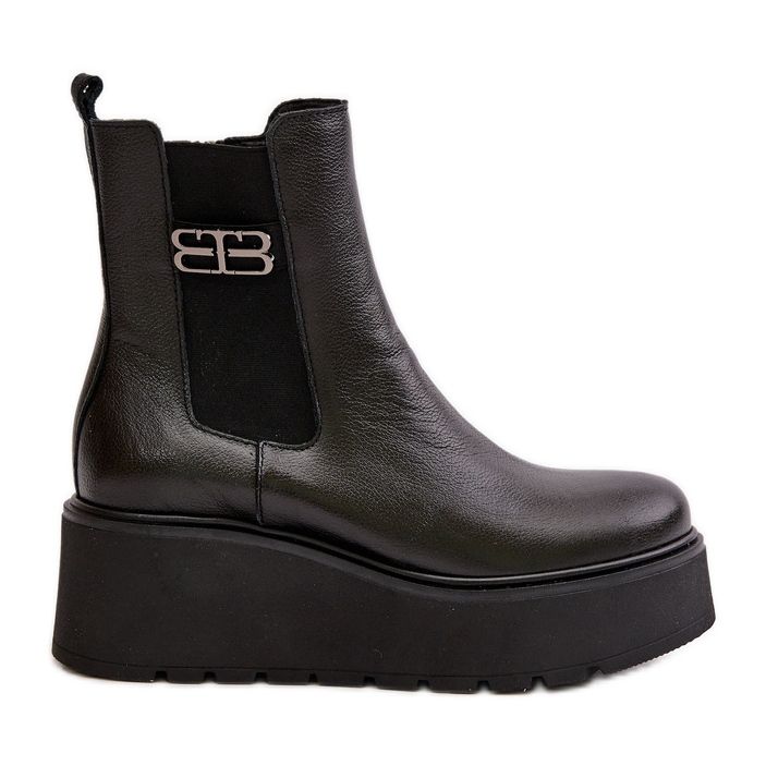 Zazoo 60498 Stivaletti Chelsea da donna con plateau e zeppe, neri nero