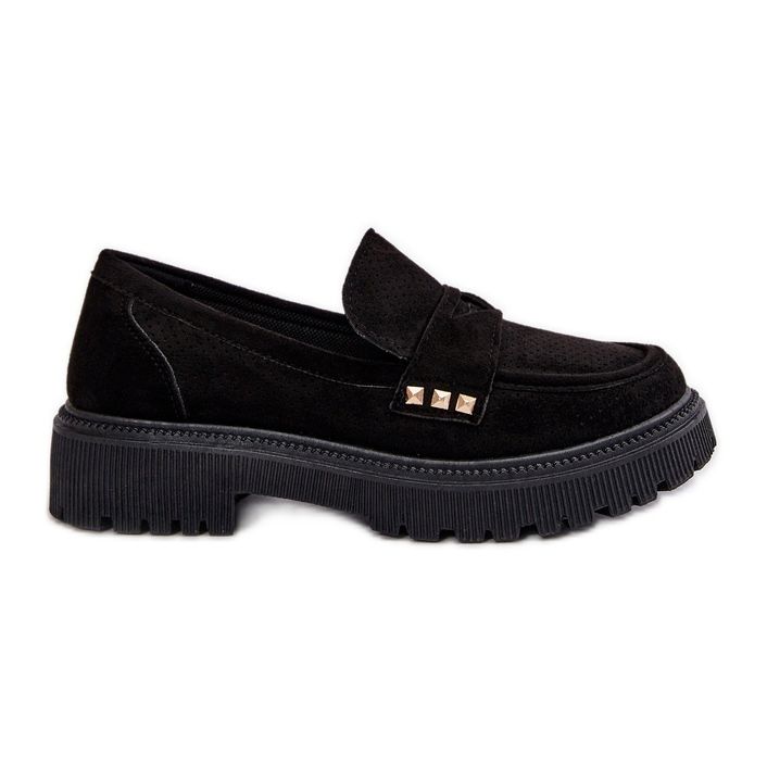 Scarpe traforate da donna Mocassini neri conciati nero