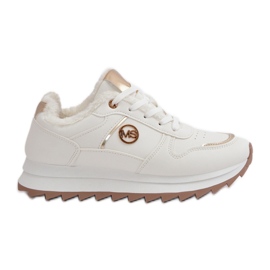 Scarpe sportive da donna con isolamento in pelliccia sulla piattaforma, Lerisas bianche bianco